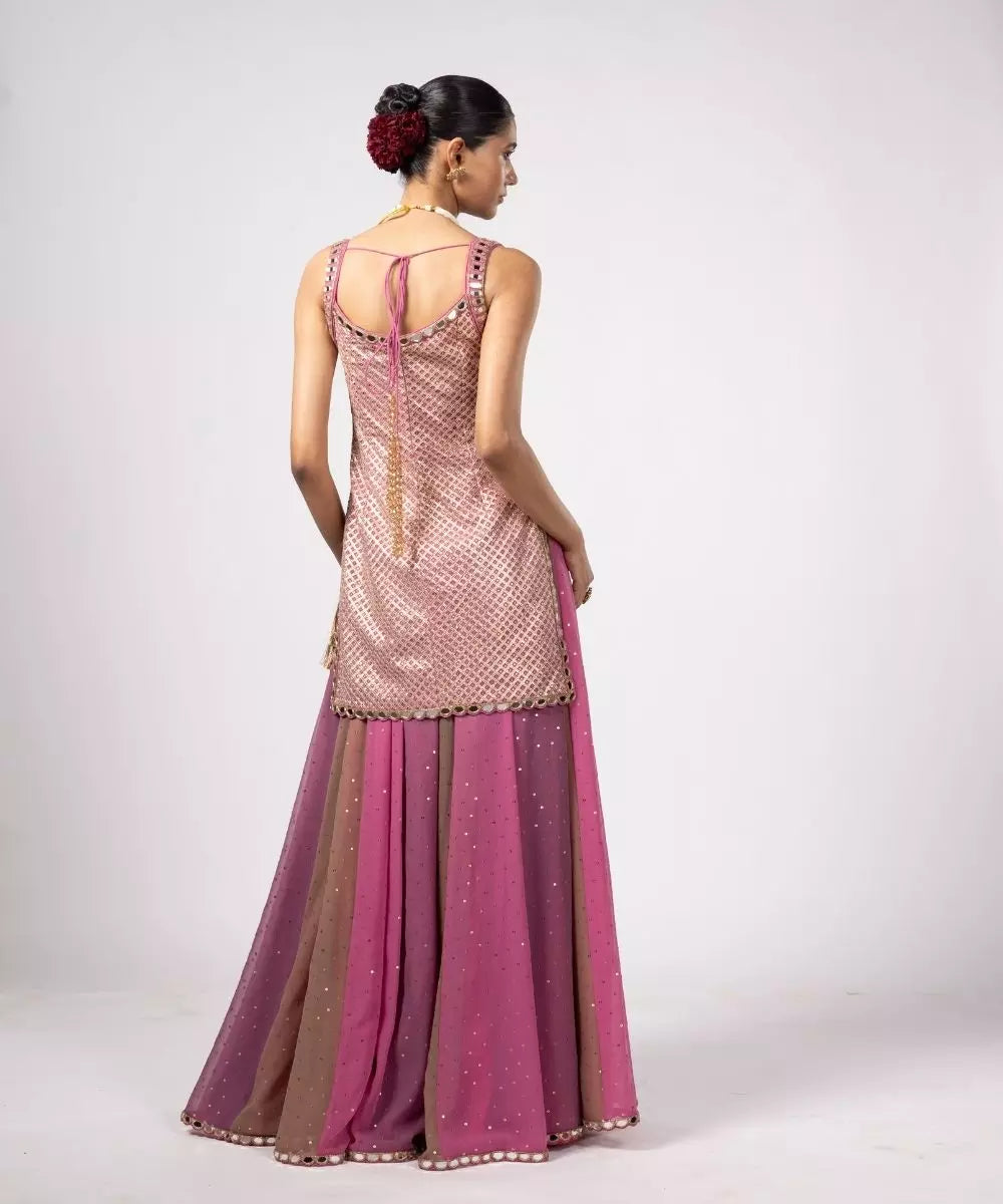 VVANI VATS -  Dark blush Kurta Lehenga Pants set