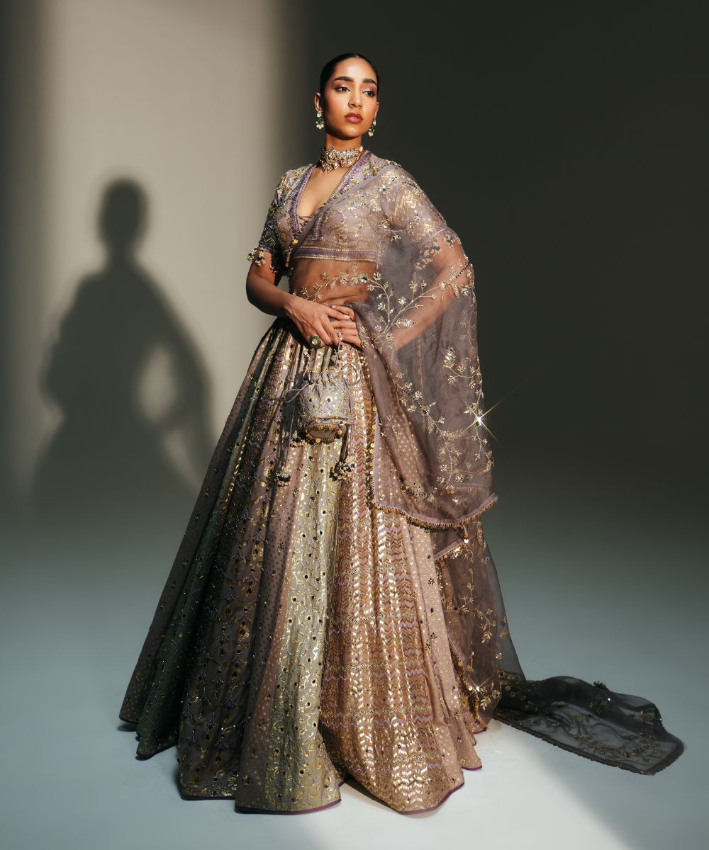 PLATINUM HAND EMBROIDERED POTLI BAG - Mehfil by Mahima Mahajan