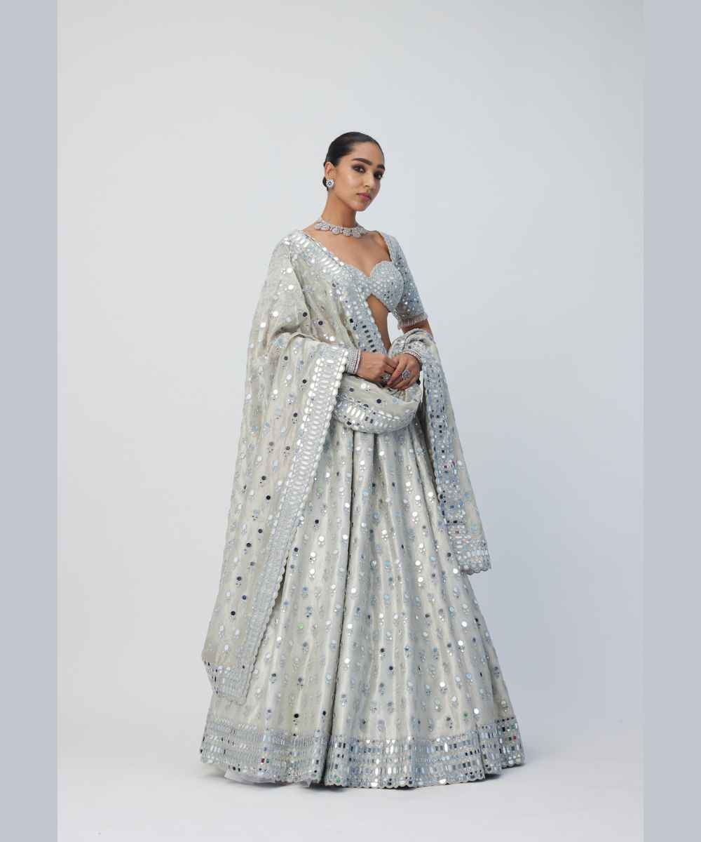 Silver Shimmer Organza  Lehenga Set