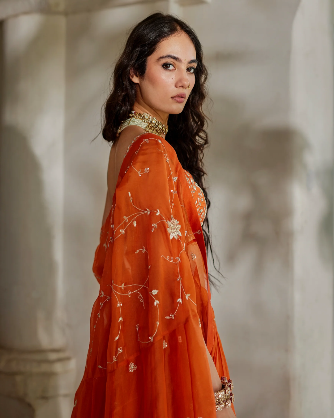 Paulmi and Harsh - Sara Cape Lehenga Set from Tara
