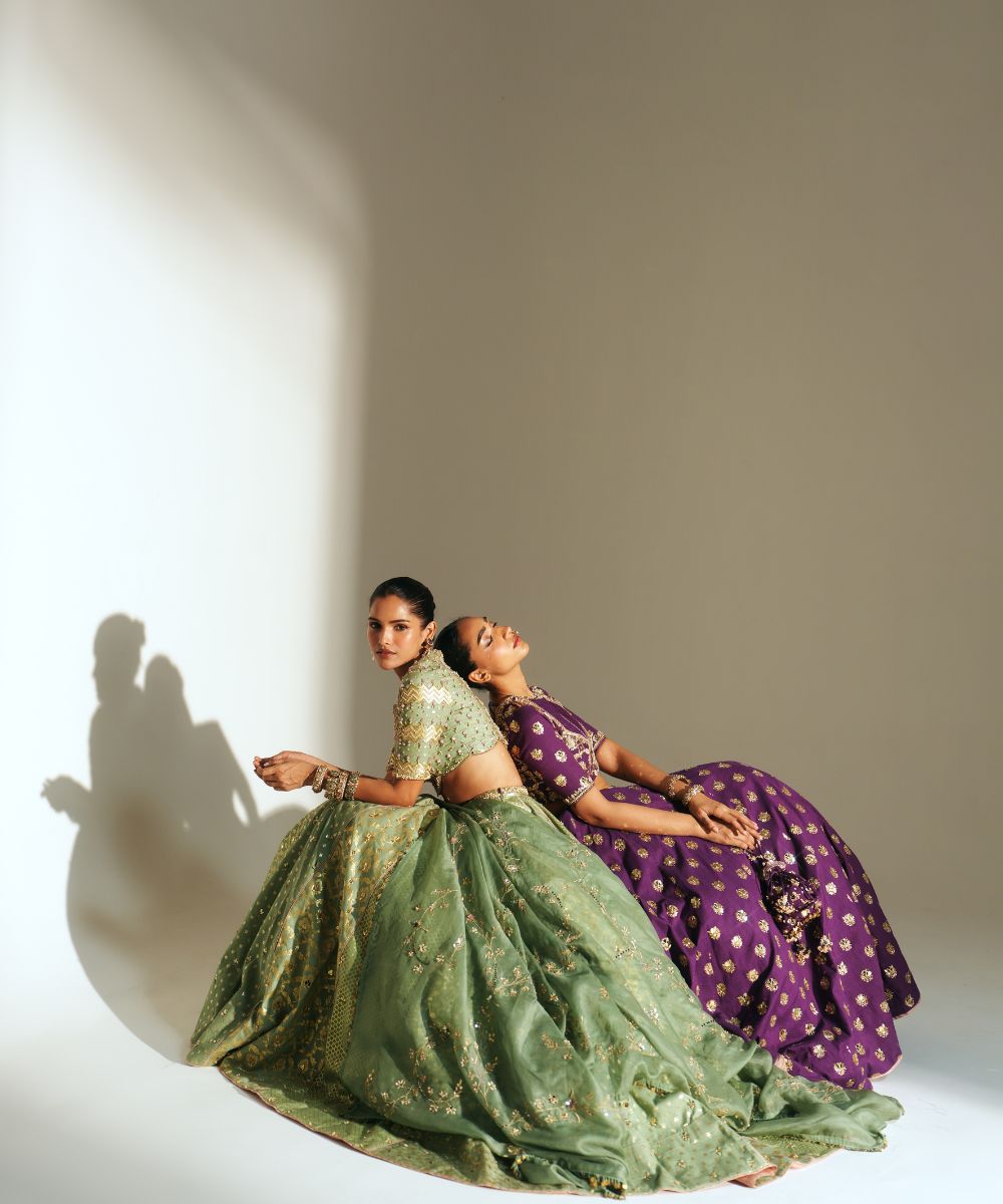 SHUBHI - HAND EMBROIDERED LEHENGA MATCHING EMBROIDERED BLOUSE AND DUPATTA - Mehfil by Mahima Mahajan