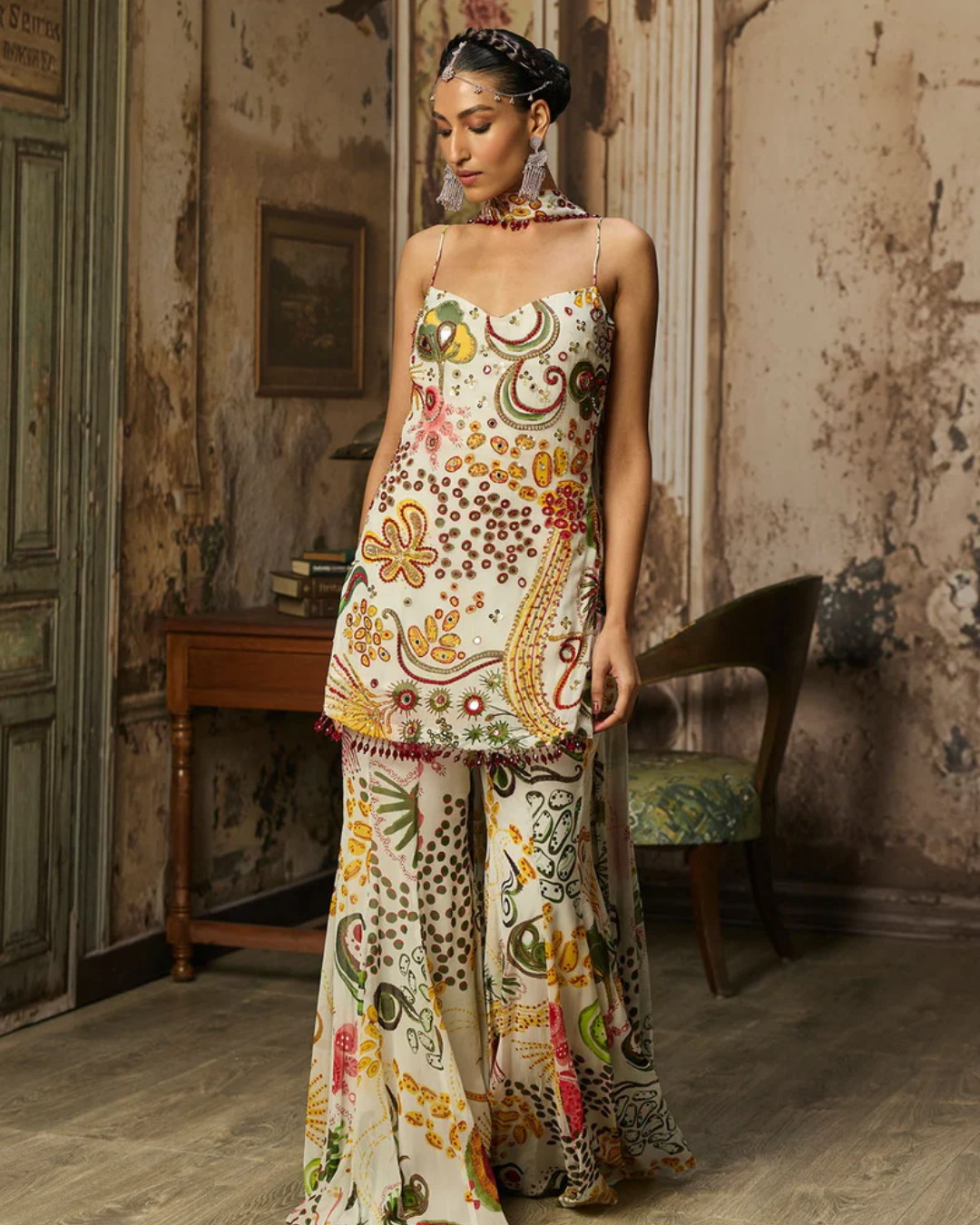 Diya Rajjvir - Ivory Print And Highlighted Kurti Set from Bahaar