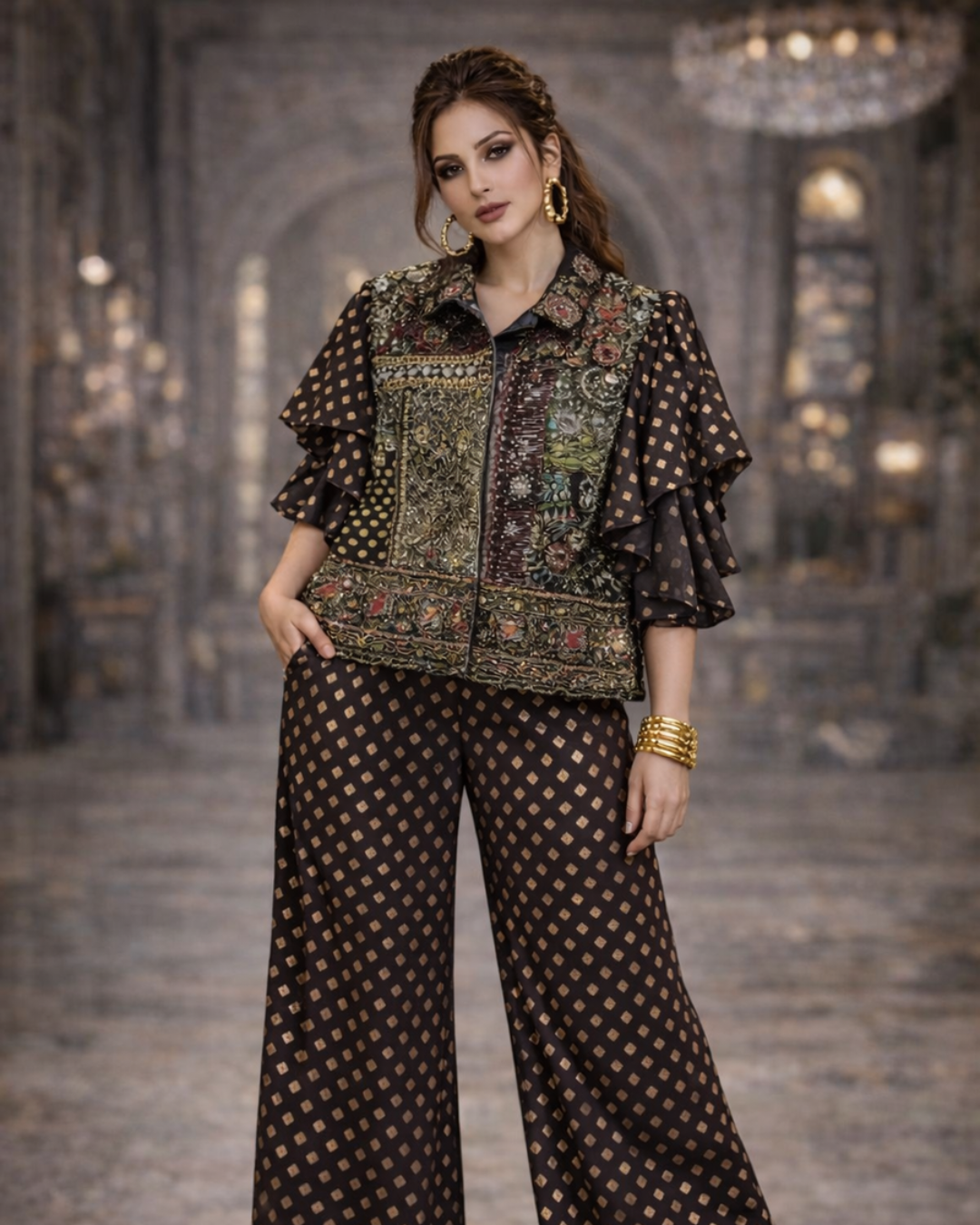 Banjara Trail - Fiona Embellished Co-Ord Set Black