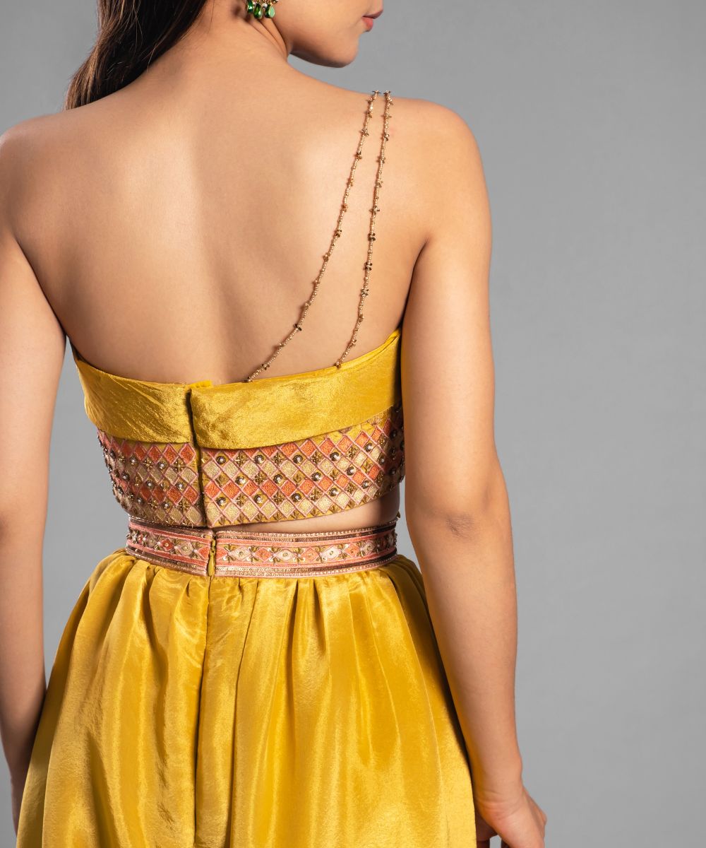 Sunflower yellow Co-ord set Draped Blouse and Pants