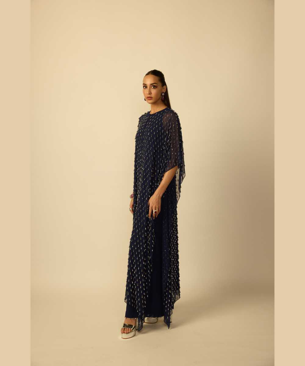 Deep Blue Silver Drop Kaftan