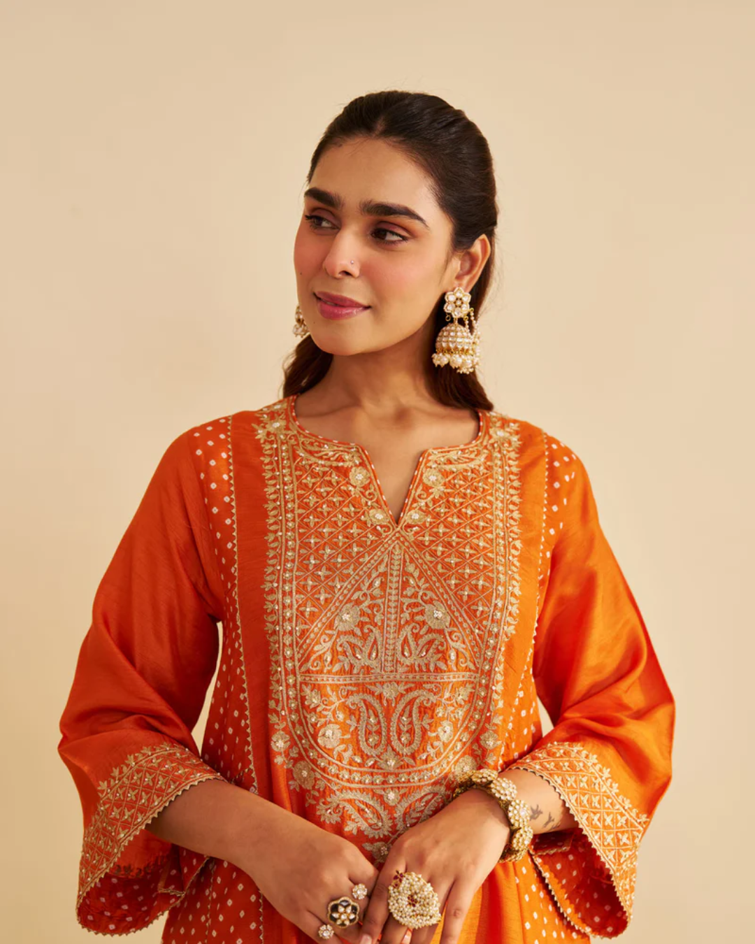 Sheetal Batra - Esra Orange Long Chauga With Salwar from Gulbandh