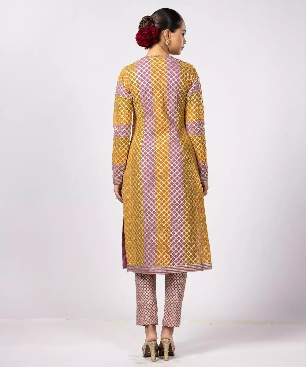 VVANI VATS - Mustard multicolor Pant Kurta  Set