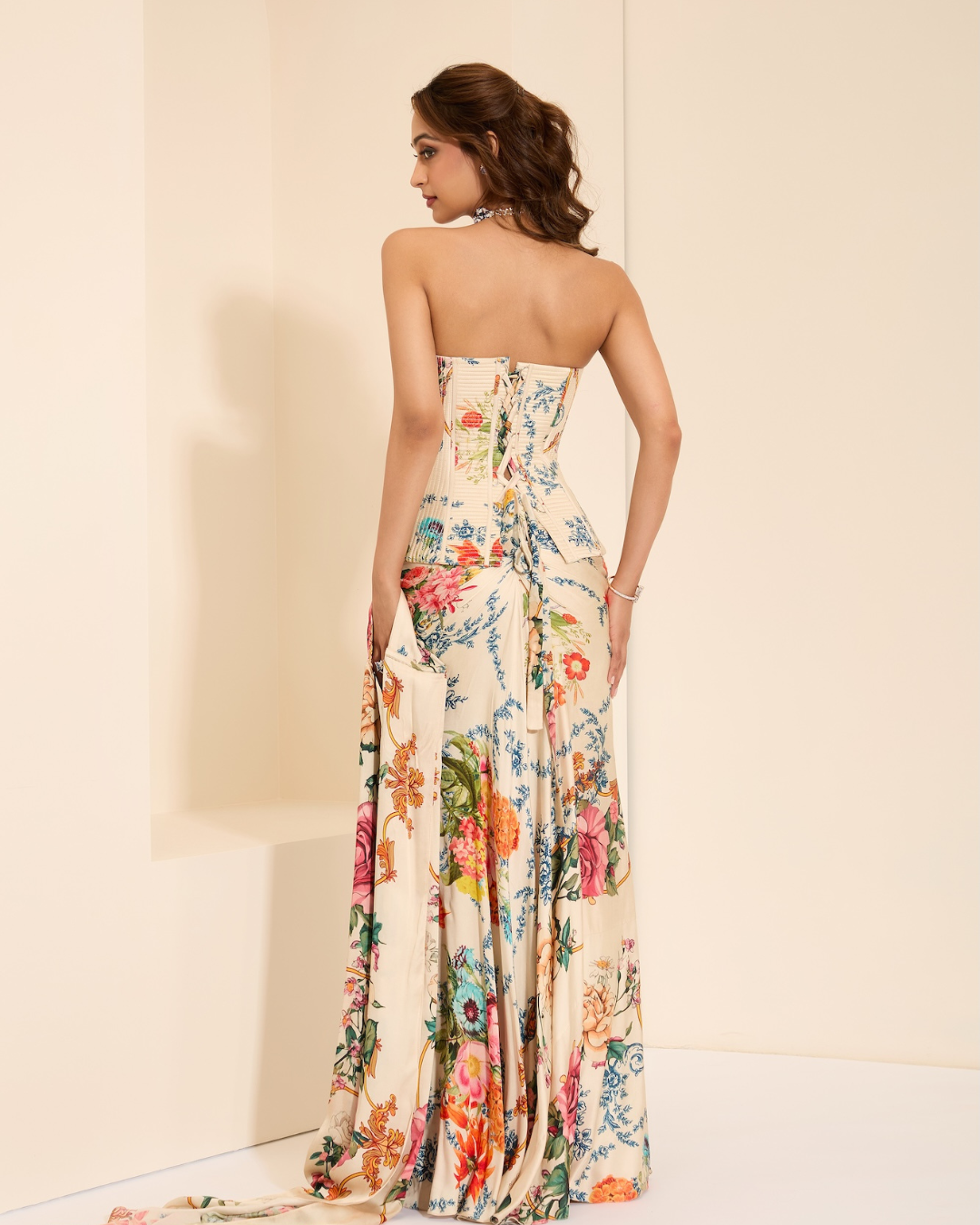 K&A by Karishma and Ashita - Snow Veil Corset and Drape