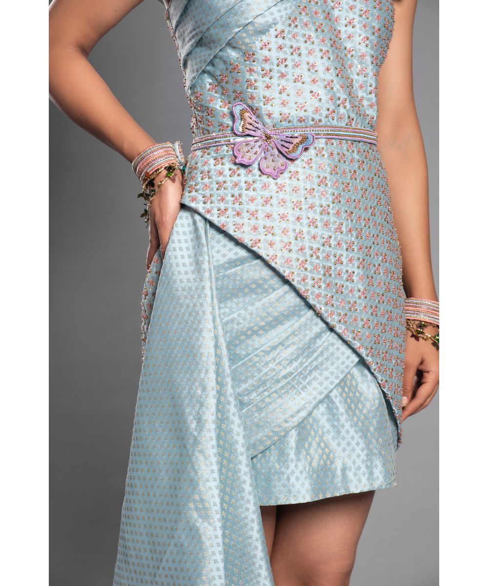 Sky Blue Brocade Dress