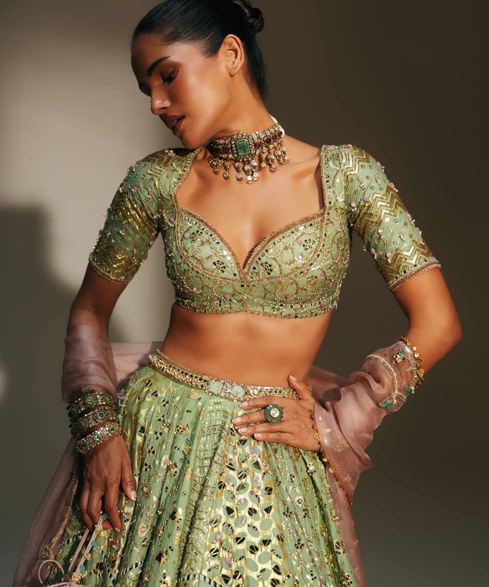 SITA - HEAVY HAND EMBROIDERED KALI LEHENGA FEATURING DRAGON FLY LOGO -  Mehfil by Mahima Mahajan