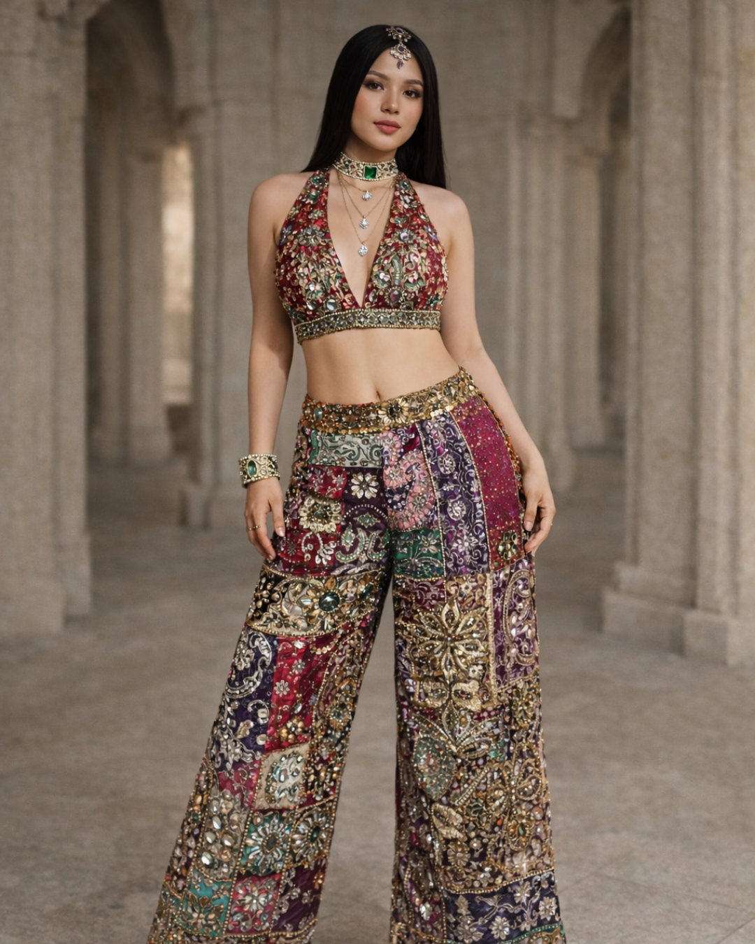 Banjara Trail - Imperial Pant And Top Set - Purple