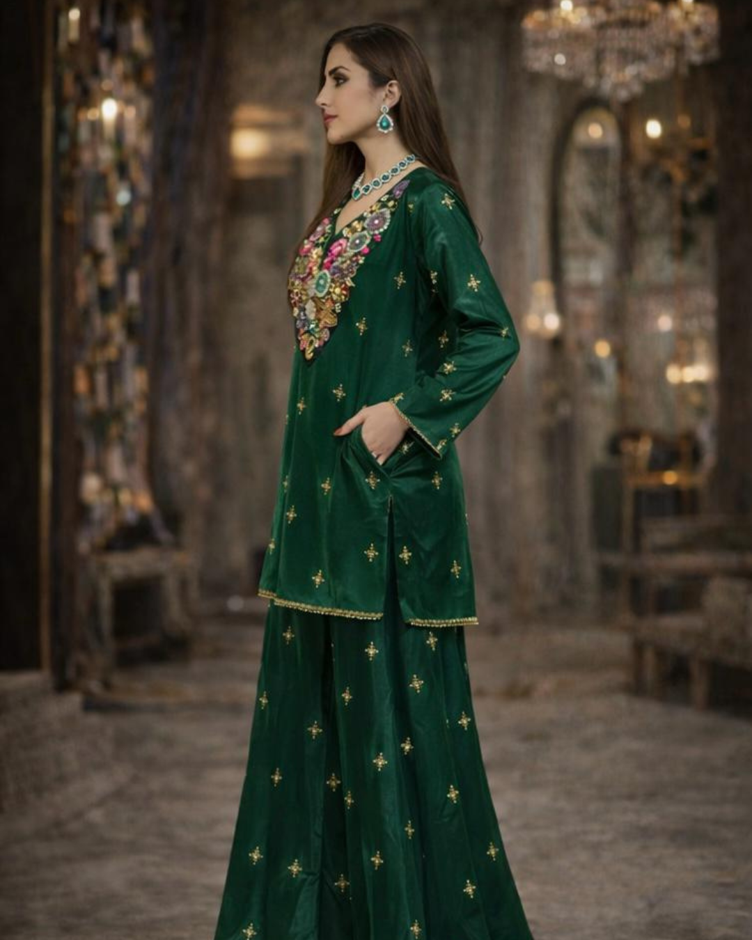 Banjara Trail - Gulzaar Emerald Embellished Kurta Set