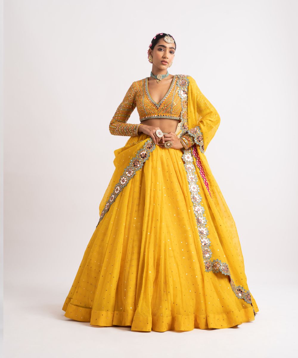 Yellow Silk Organza Lehenga Set - Collection name Rang by Vvani vats
