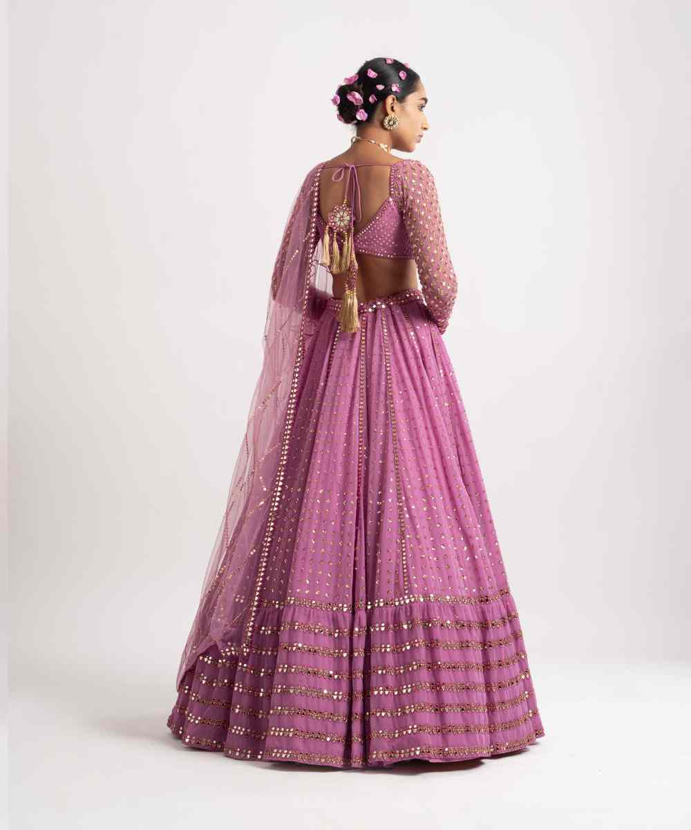 Dark Blush Single Tier Lehenga Set - Collection name Rang by Vvani vats