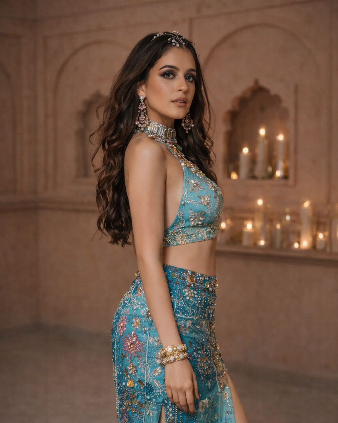 Banjara Trail - Dazzling Blue Embellished Skirt & Top Set