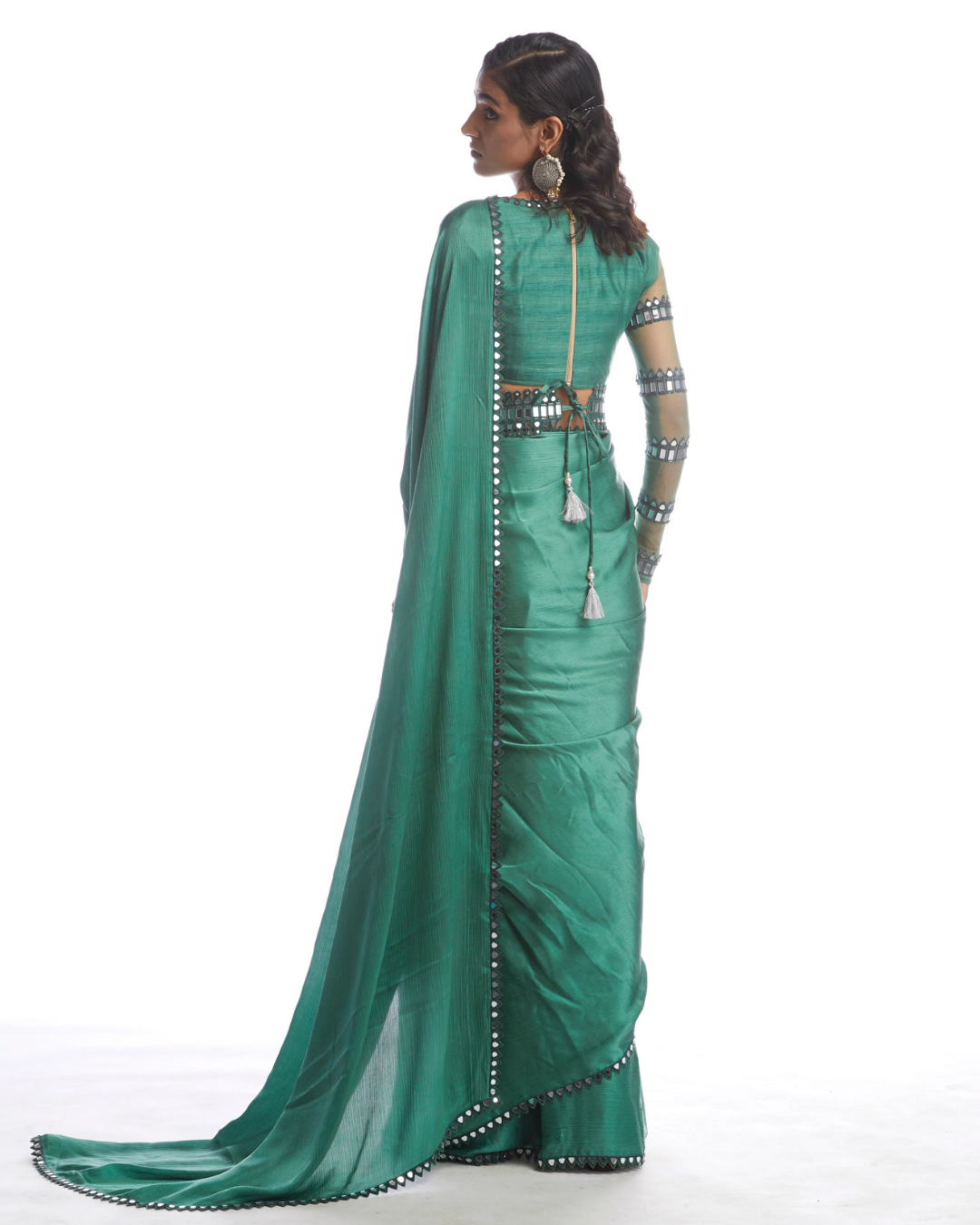 Vvani Vats - Sage Green Satin Chiffon Saree from Chamak