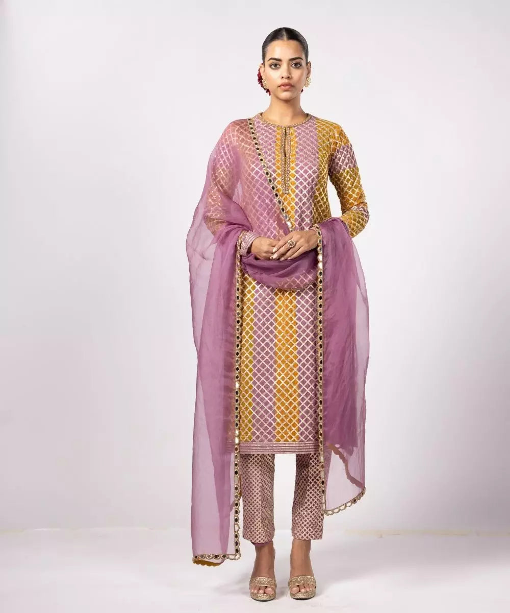 VVANI VATS - Mustard multicolor Kurta Dupatta Set