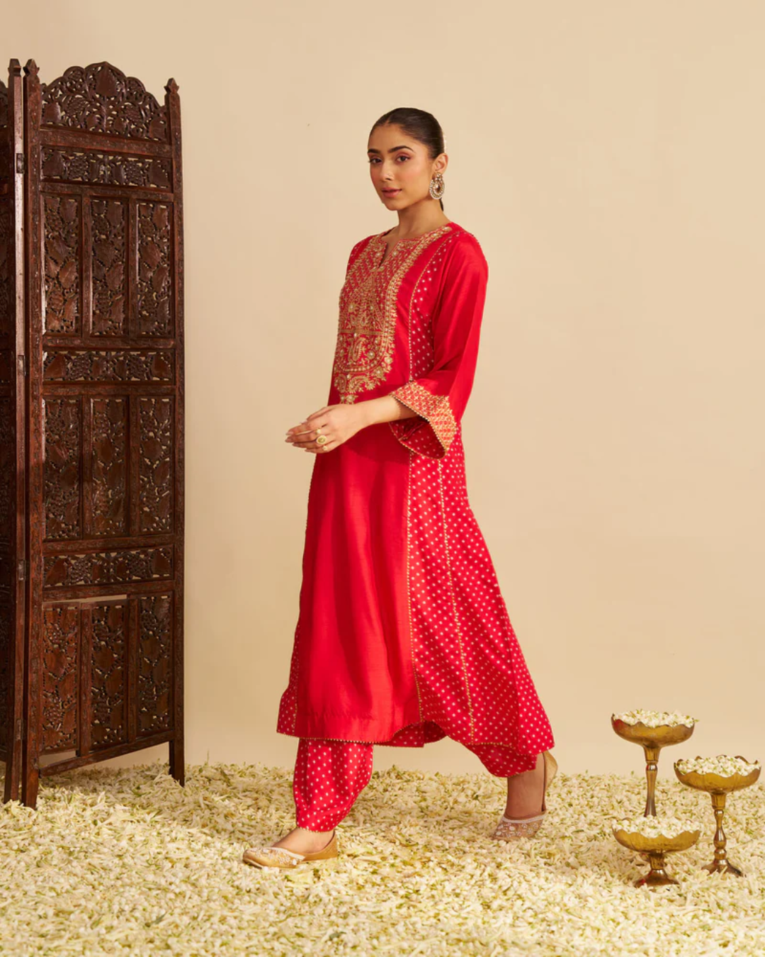 Sheetal Batra - Esra Red Long Chauga With Salwar from Gulbandh