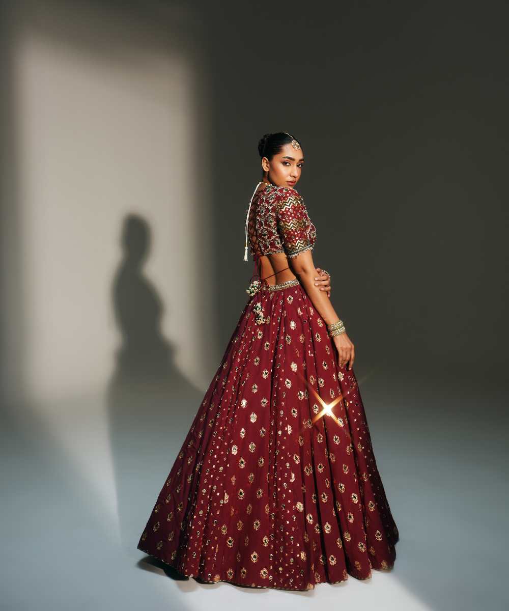 DEVI - HAND EMBROIDERED KALI LEHENGA WITH MM SIGNATURE BLOUSE AND DUPATTA - Mehfil by Mahima Mahajan