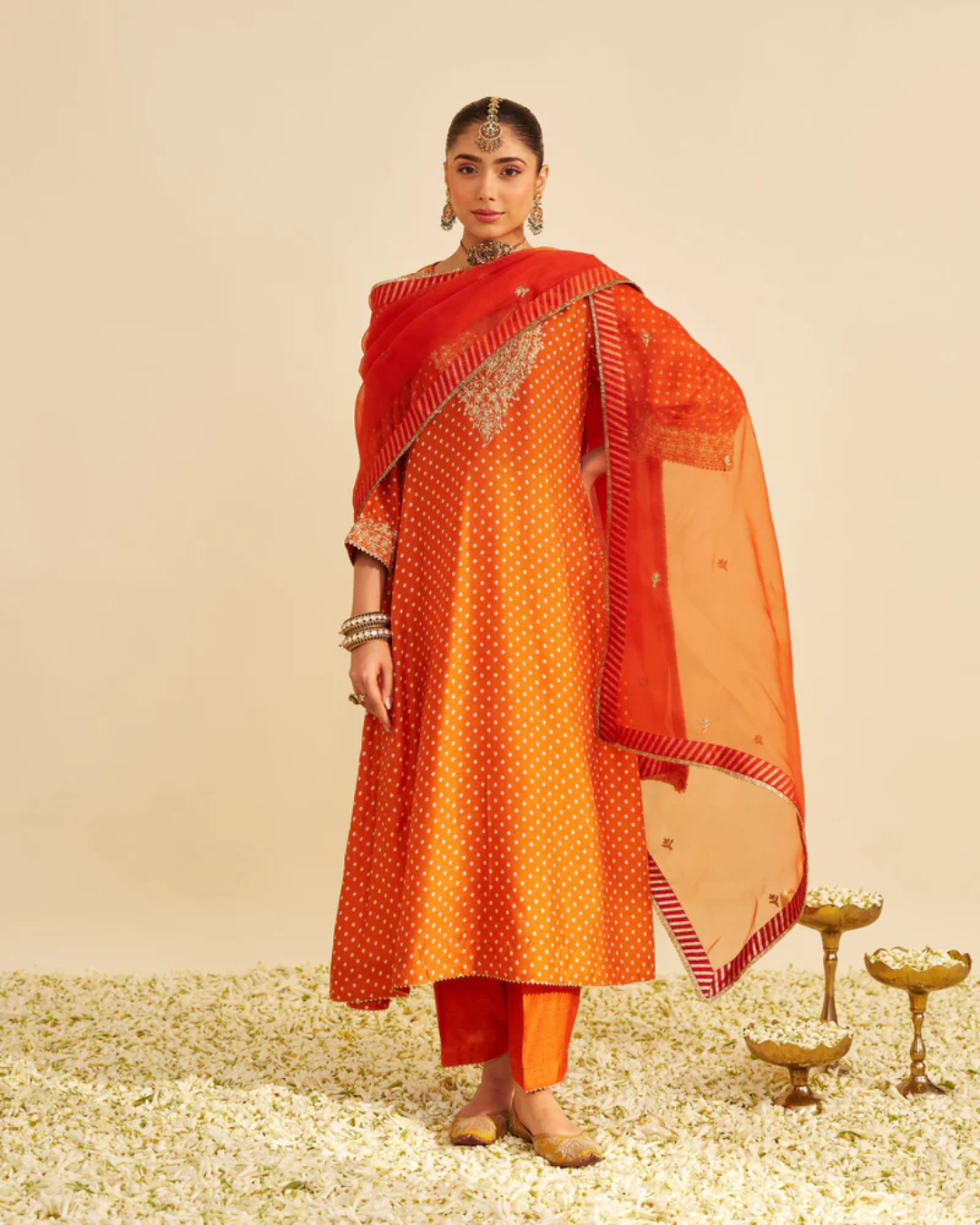 Sheetal Batra Zaliyah Orange Long Chauga With Salwar from Gulbandh