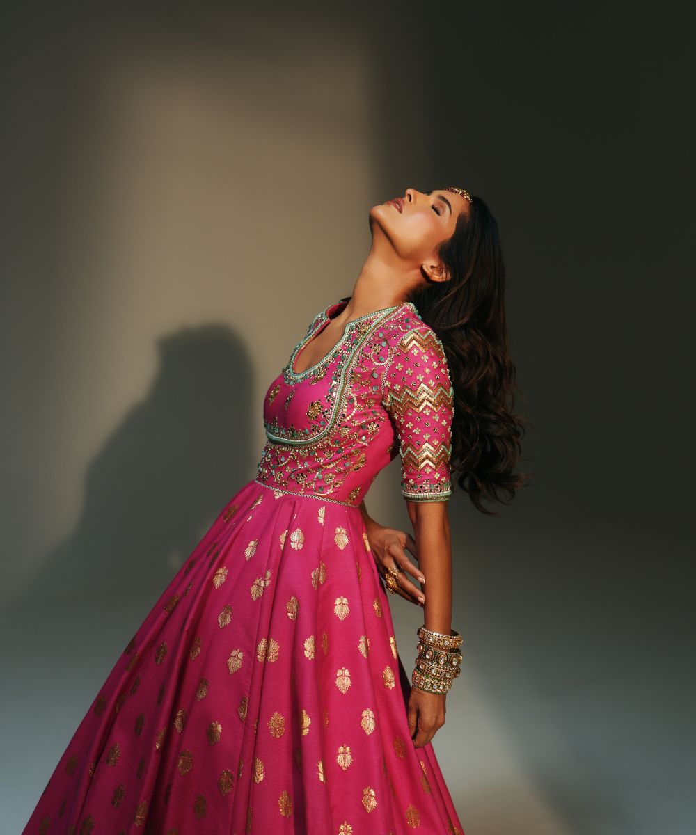 ZIANA - HAND EMBROIDERED ANARKALI PAIRED WITH MATCHING DUPATTA - Mehfil by Mahima Mahajan