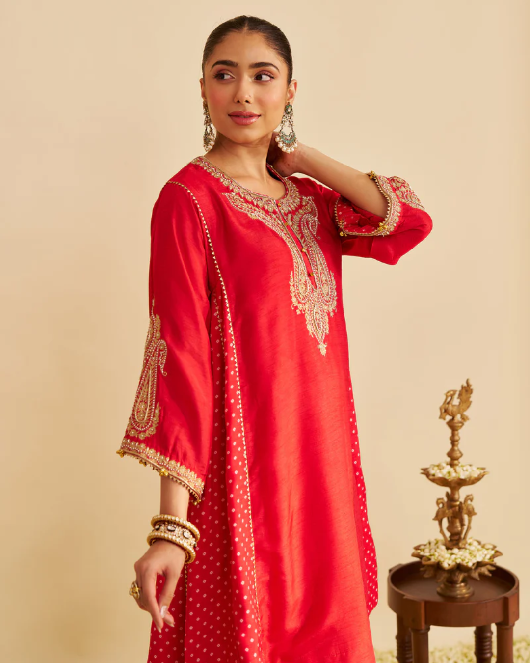 Sheetal Batra - Jeriah Red Short Chauga With Salwar from Gulbandh