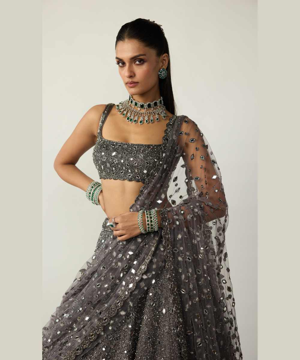 Metallic Grey Lehenga Set