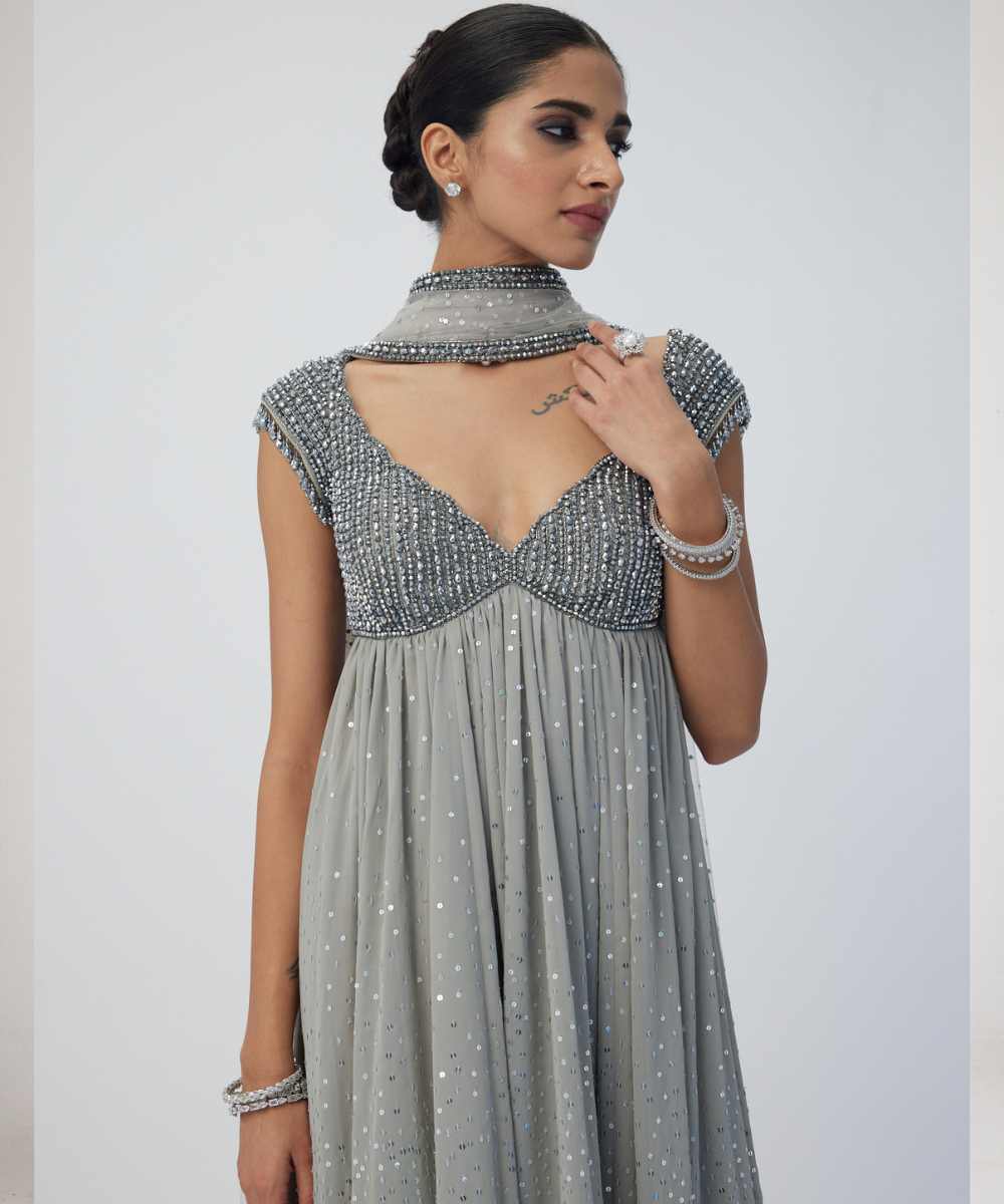 Crystal Grey Kurta Set - Collection name Maya by Vvani Vats