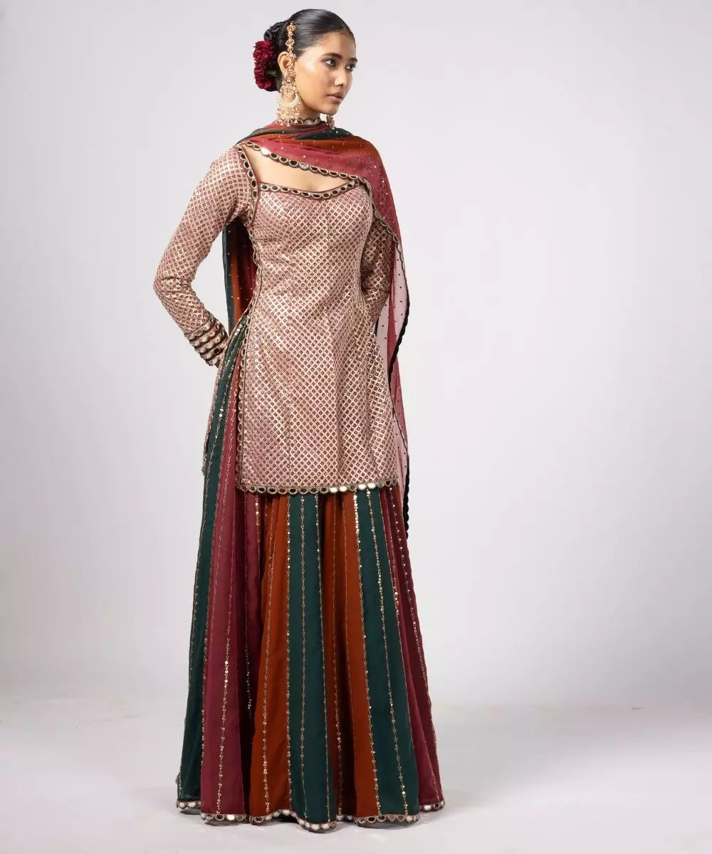 VVANI VATS - Jade Green Kurta Lehenga Pants Set