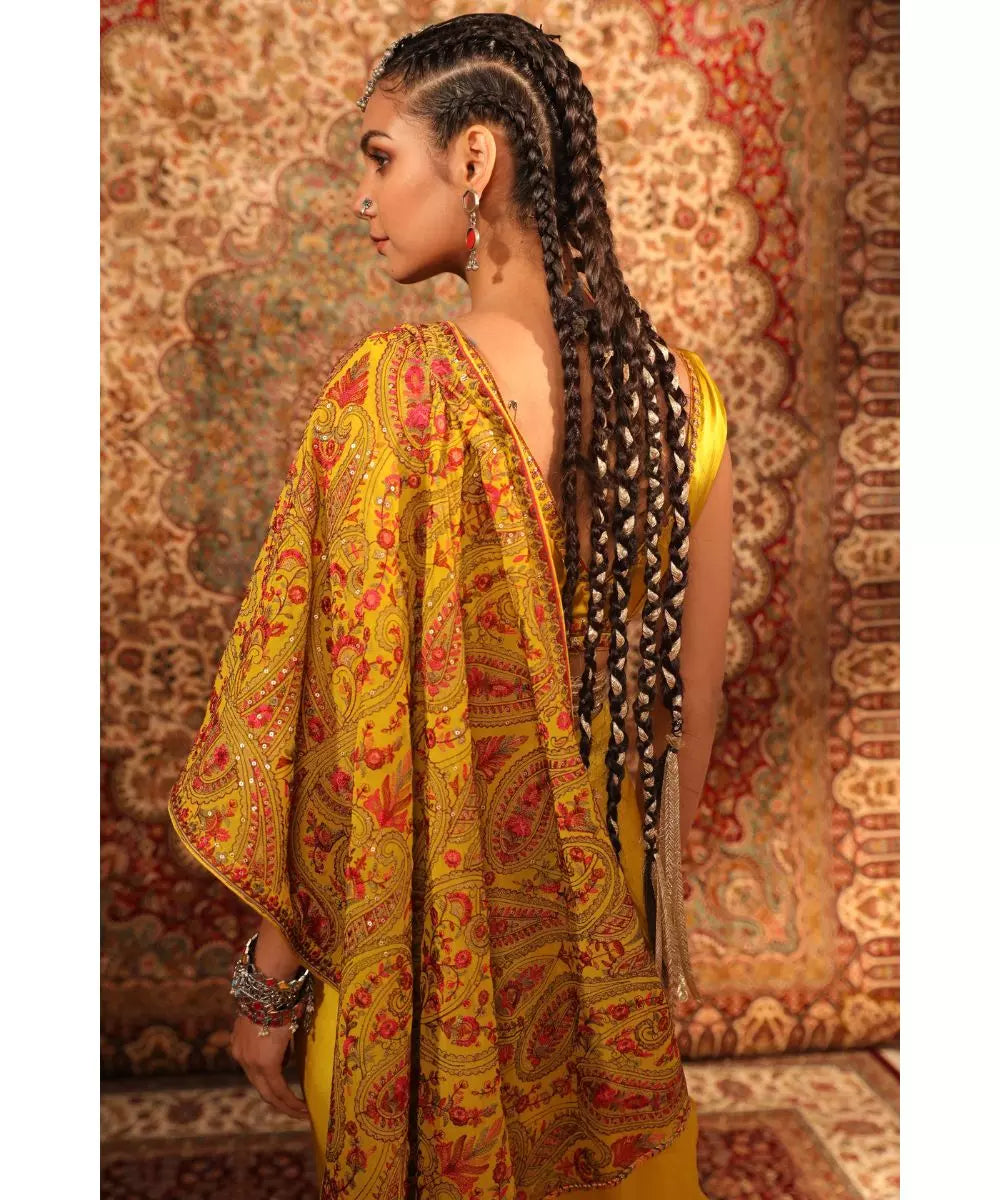 ADITI GUPTA - Mustard Jamawaar Draped Saree and Blouse