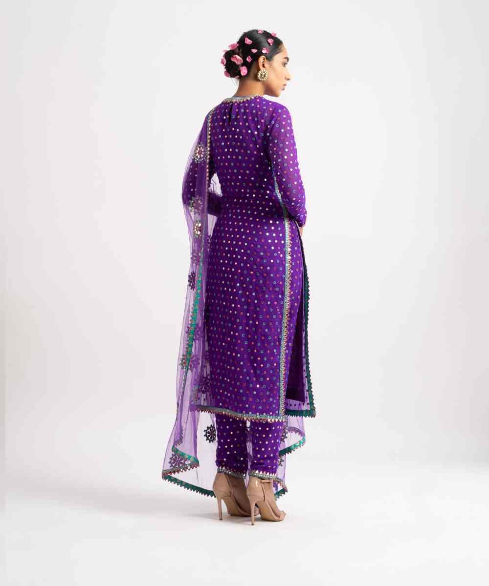 Purple Multi Polka Pant Kurta Set - Collection name Rang by Vvani vats