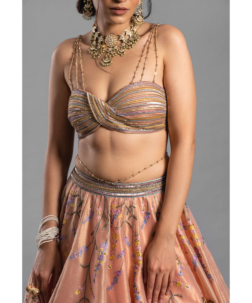 Peach Tissue Lehenga