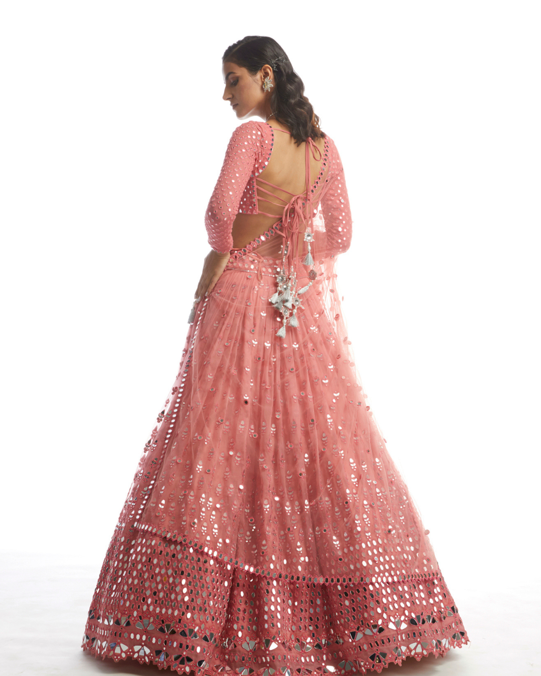 Vvani Vats -  Dull Coral Mirror Gradation Lehanga from Chamak