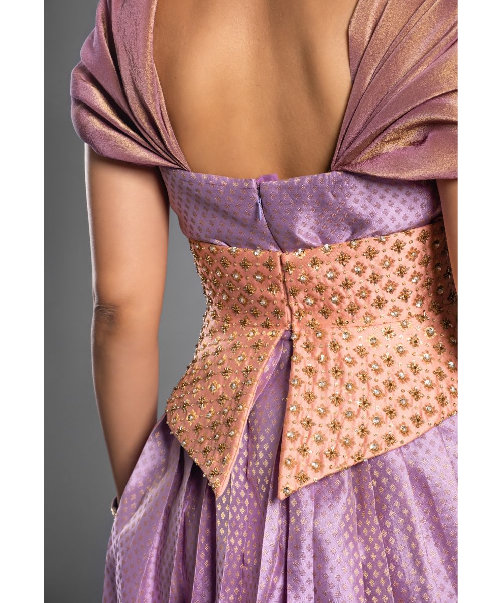 Lavender Brocade Short Dress