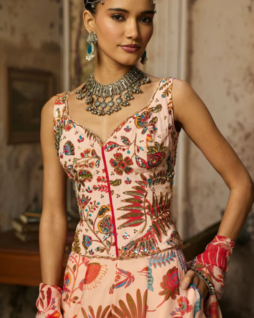 Diya Rajvvir - Blush Pink Printed And Highlighted Co-Ord Set from Bahaar