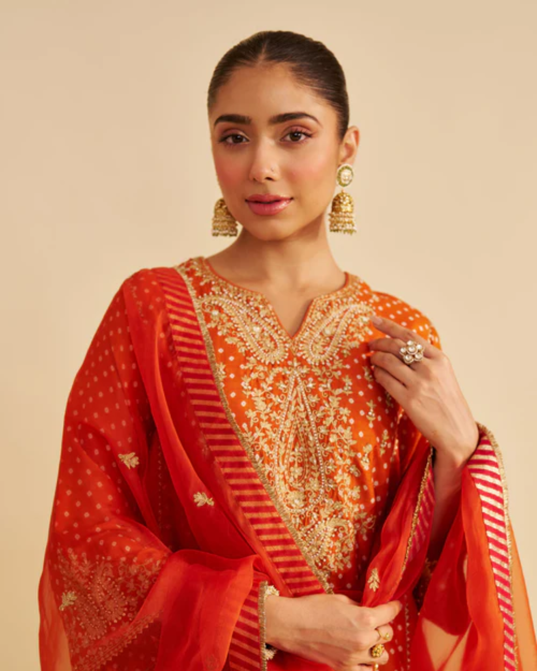Sheetal Batra - Kayra Orange Short Gathered Chauga With Salwar from Gulbadh