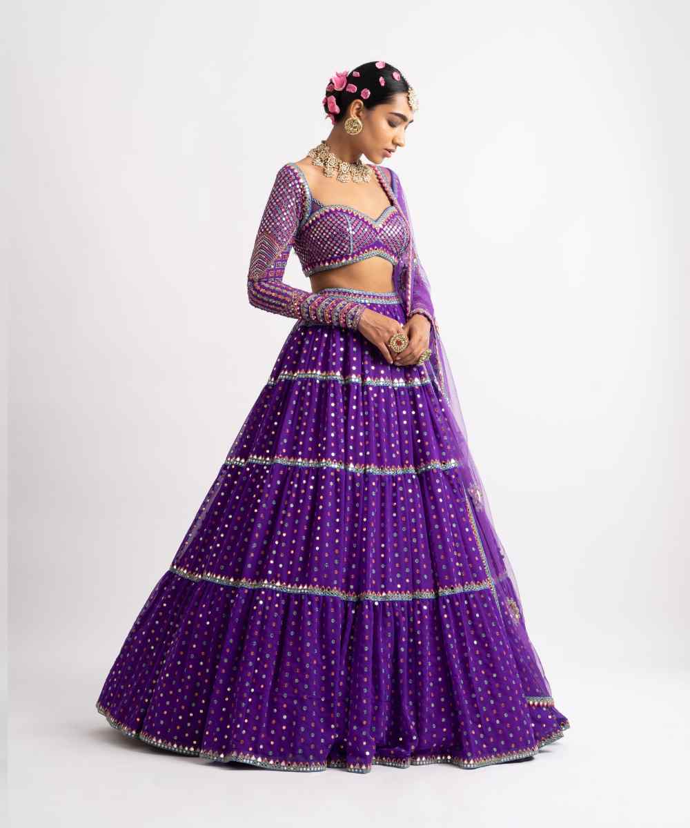 Purple Multi Tier Multi Color Lehenga Set