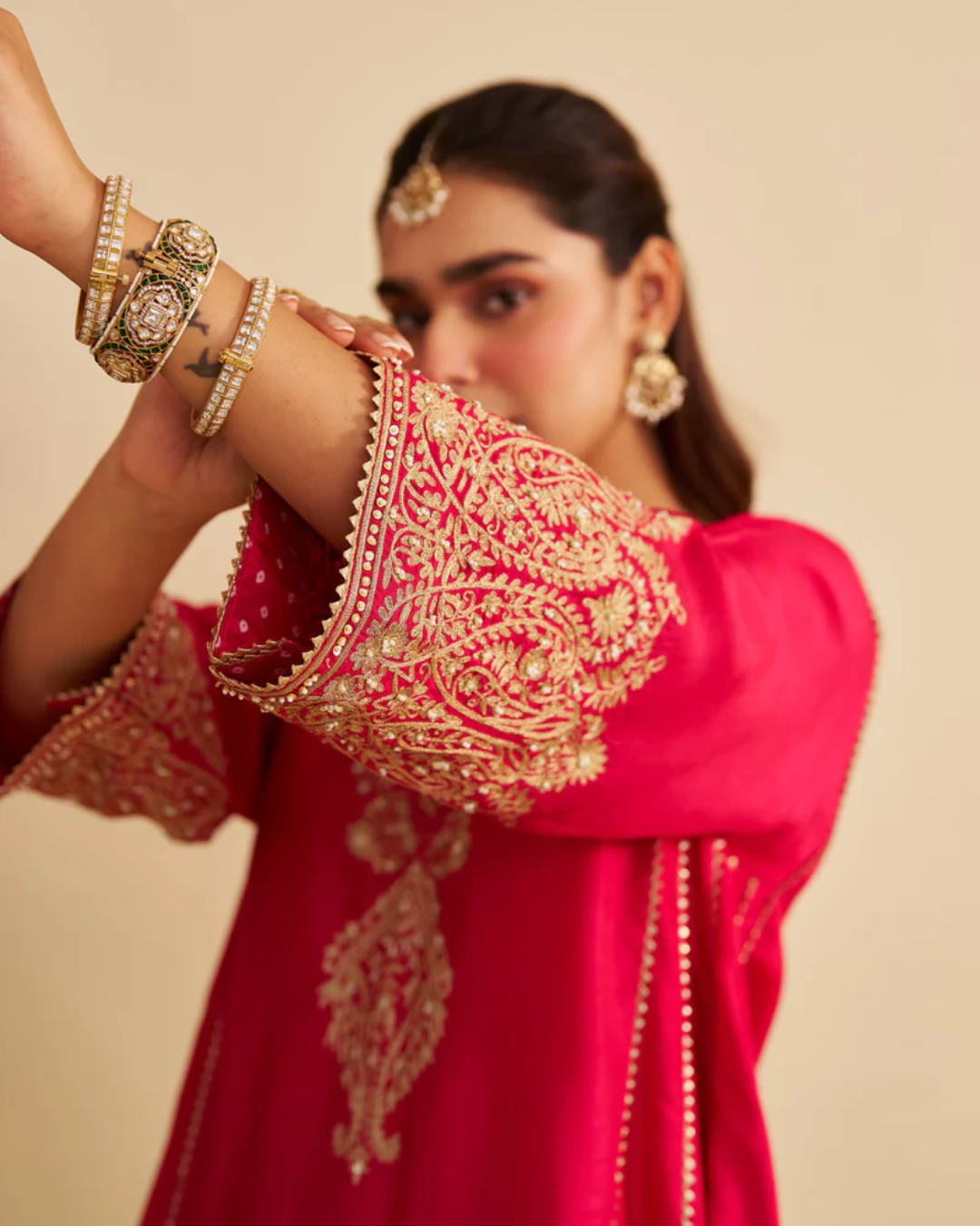 Sheetal Batra - Niyah Rani Hotpink Short Chauga With Salwar from Gulbandh