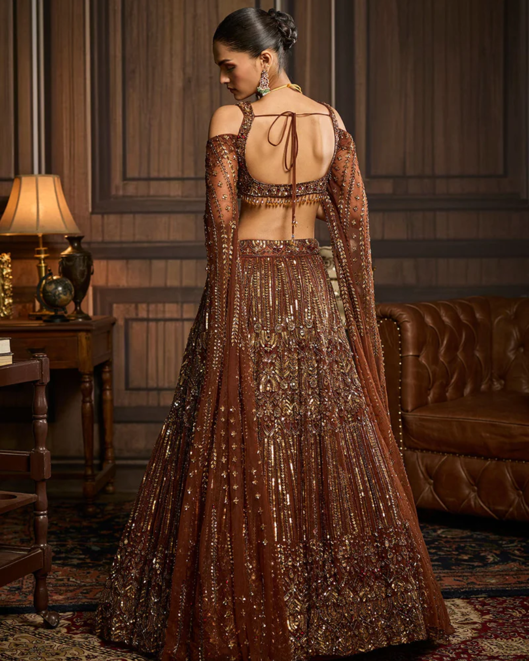 Diya Rajvvir - Metallic Gold Embellished Lehenga Set from Taara
