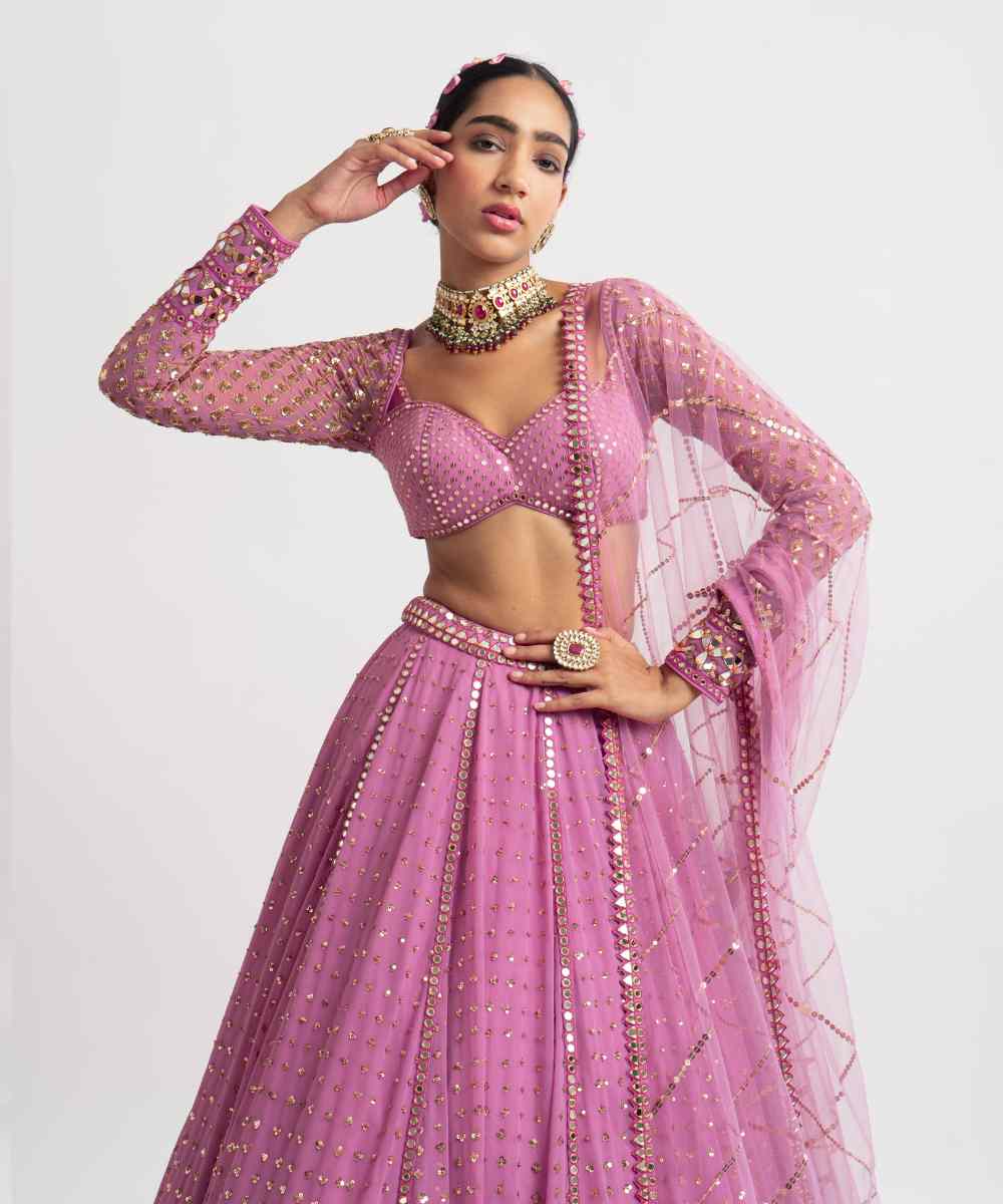 Dark Blush Single Tier Lehenga Set - Collection name Rang by Vvani vats