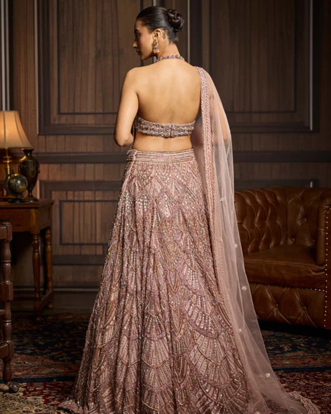 Diya Rajvvir - Blush Pink Embellished Lehenga Set from Taara