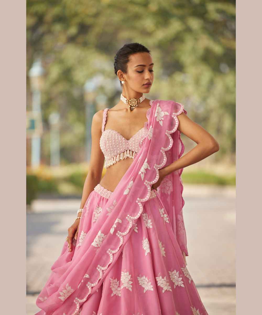 PINK FLOWER LEHENGA SET
