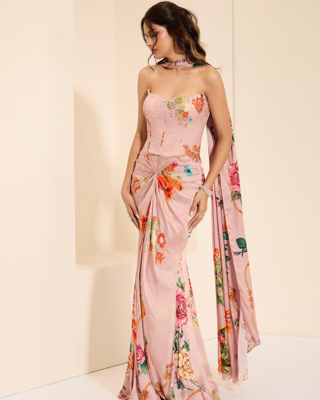 K&A by Karishma and Ashita - Lavender Mist Corset and Drape