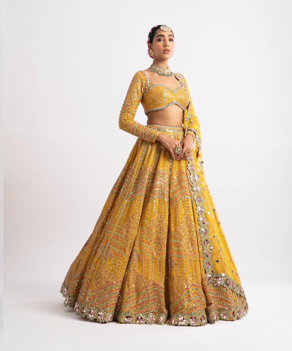 Yellow Heavy Multi Color Lehenga Set - Collection name Rang by Vvani vats
