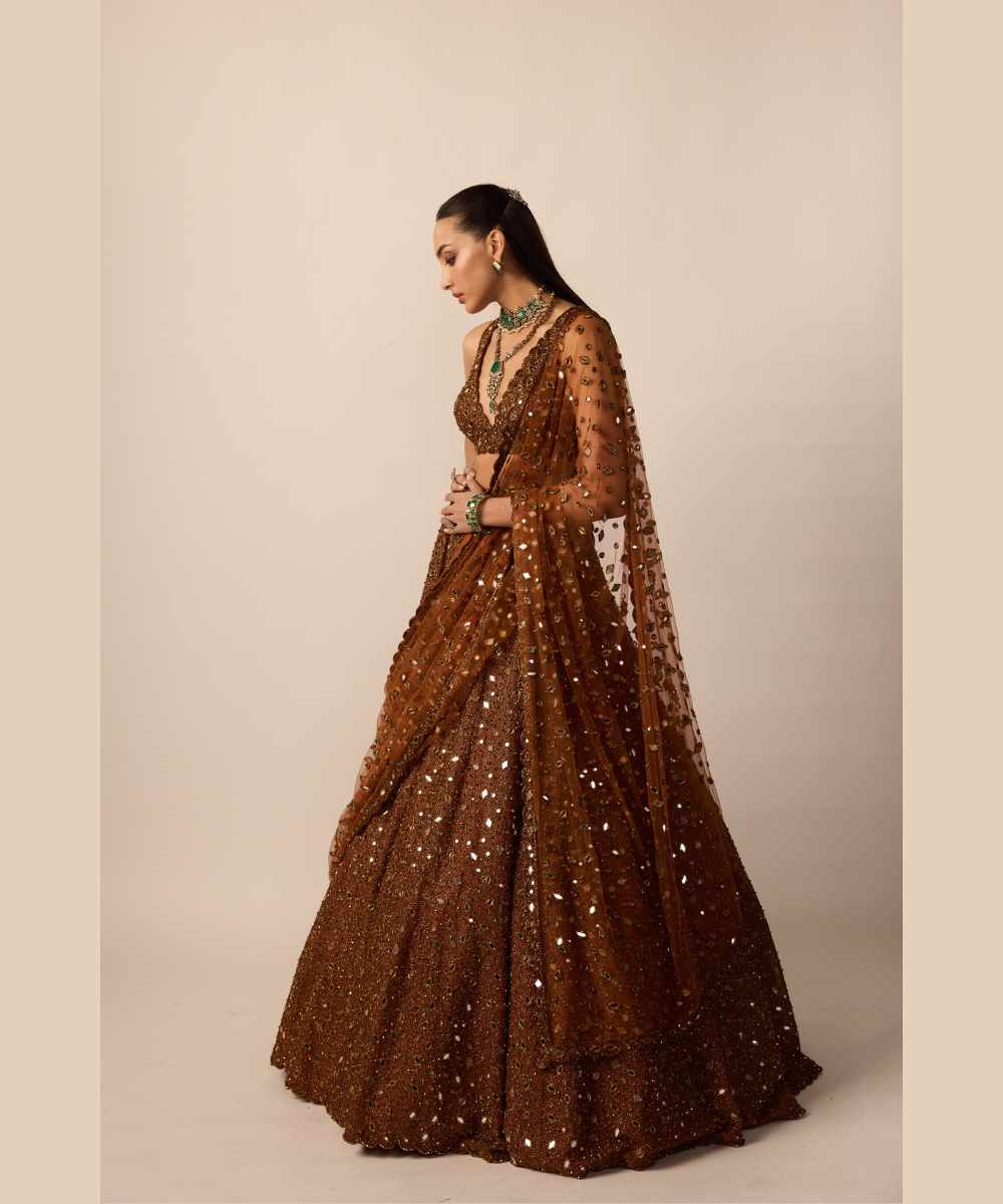 Metallic Copper Lehenga Set