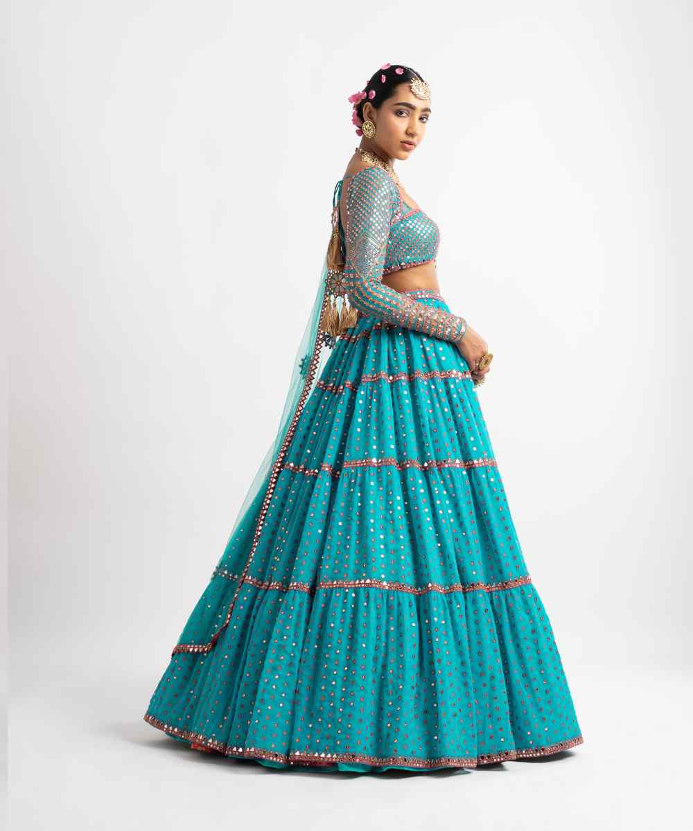 Peacock Green Multi Tier Multi Color Lehenga Set - Collection name Rang by Vvani vats