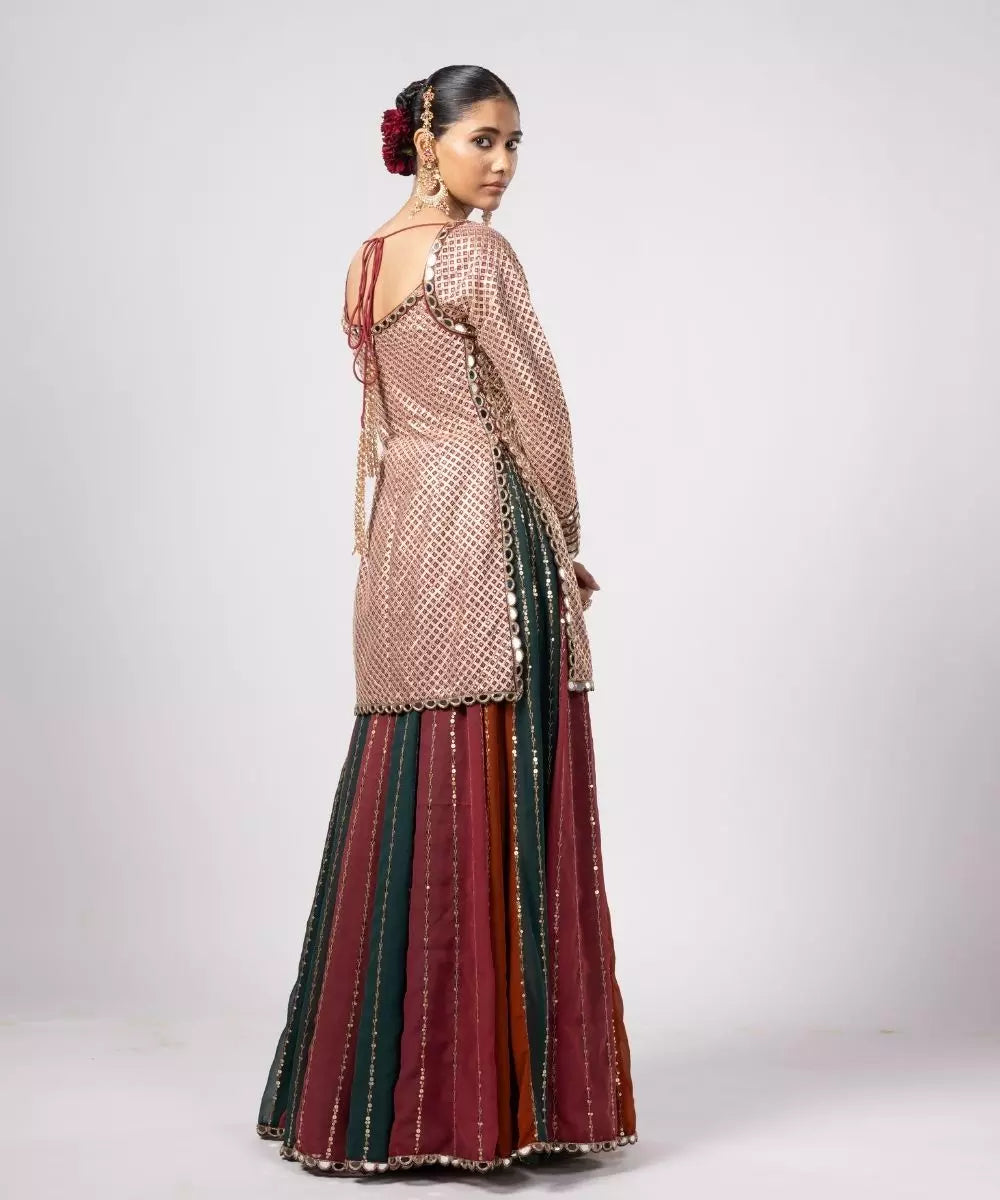 VVANI VATS - Jade Green Kurta Lehenga Pants Set