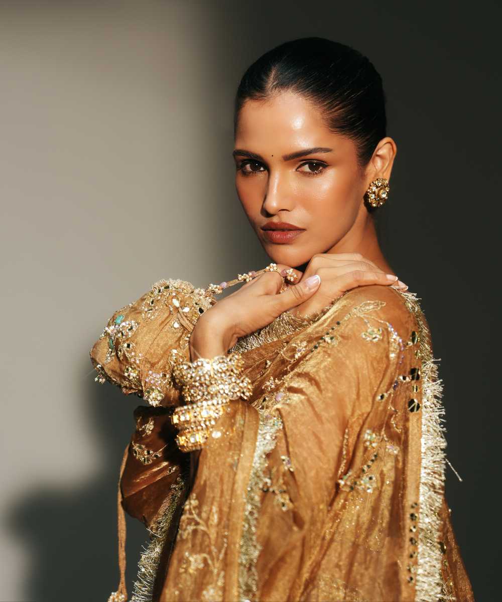 HINA - LEHENGA-PLATINUM BLOUSE & DUPATTA - Mehfil by Mahima Mahajan