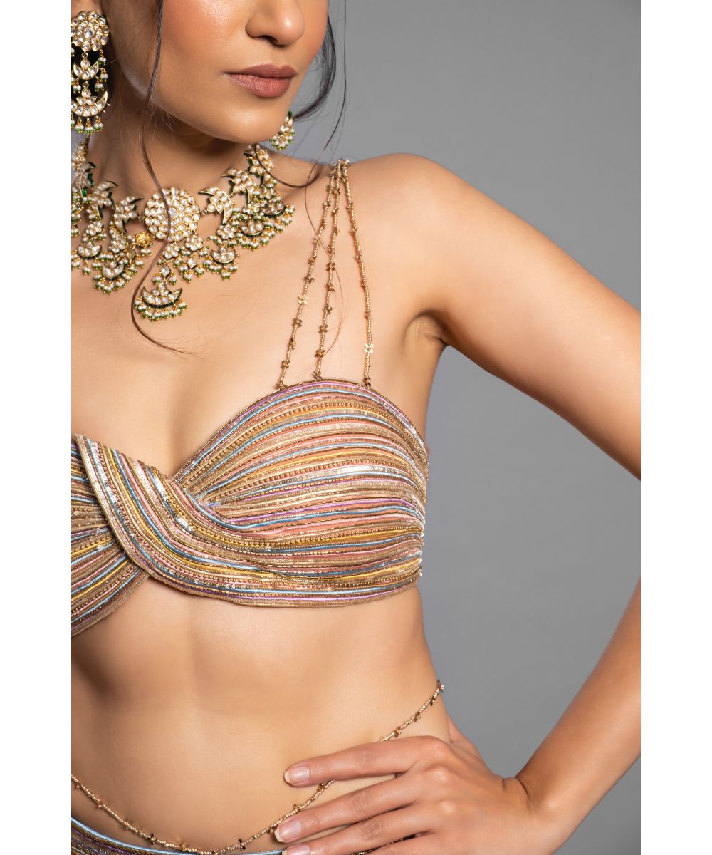 Peach Tissue Lehenga