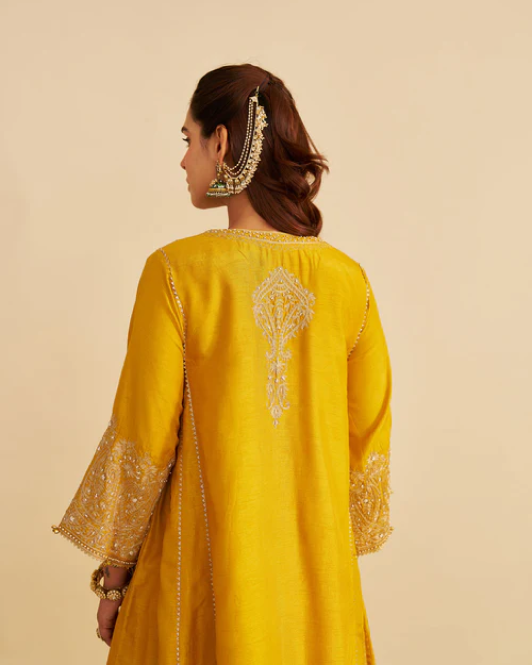 Sheetal Batra - Niyah Heirloom Mustard Short Chauga With Salwar from Gulbandh